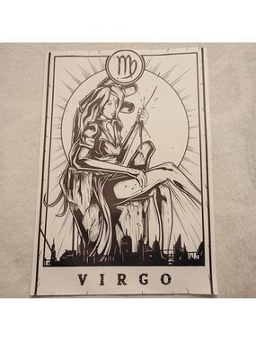 2/$10 Black and White Virgo Zodiac Canvas Art Print